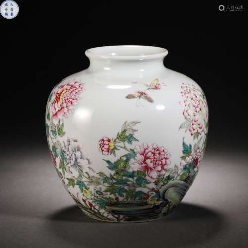 Qing Dynasty Pastel Flower Jar