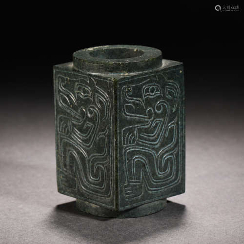 Han Dynasty Jade Cong Ware with Jade and Animal Patterns of ...