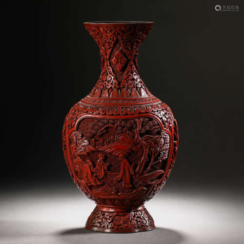 Qing dynasty tick red bottle with figure