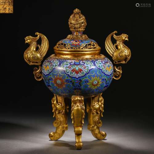 Qing Dynasty Cloisonne Beast Head Aromatherapy Oven
