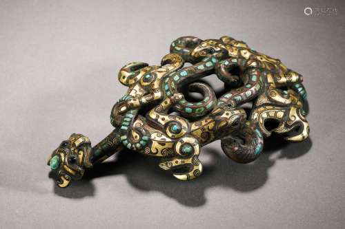 Han Dynasty Wrong Gold Silver Tiger First Buckle