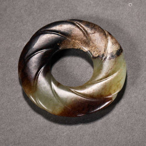 Han Dynasty Hetian Jade Button Ring Jade Bi