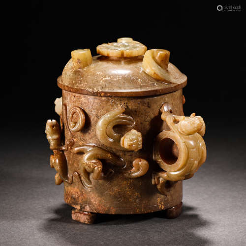 Han Dynasty Hetian Jade Beast Head Cup