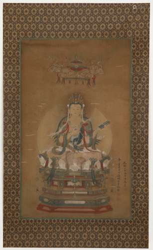 Chinese ink painting on silk,
bodhisattva puxian