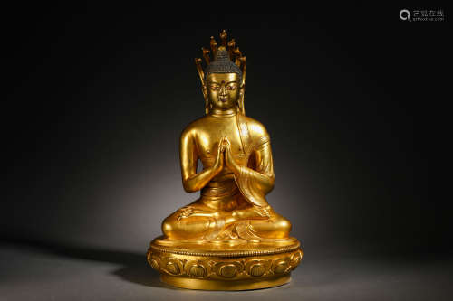 Gilt bronze Zhapai Buddha statue