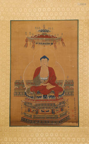 Chinese ink painting on silk,
Buddha Daichi