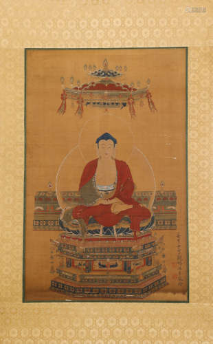 Chinese ink painting on silk,
Buddha Daichi