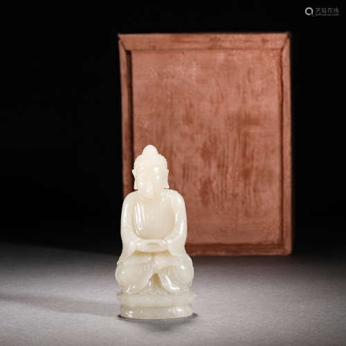 Qing Dynasty Hetian Jade Buddha Statue