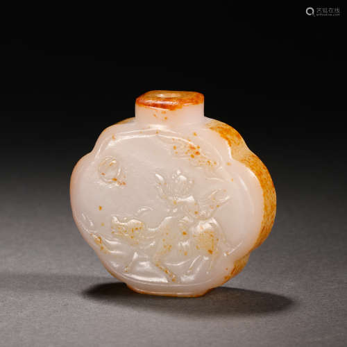 Qing Dynasty Hetian Jade figure  snuff bottle