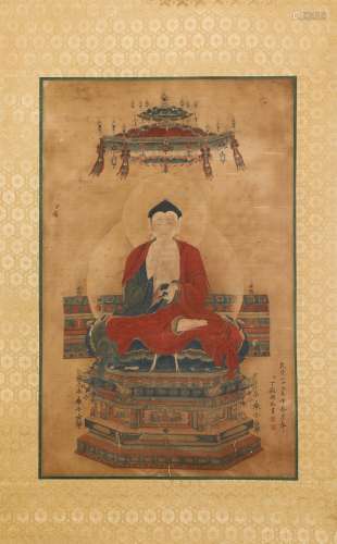 Chinese ink painting on silk,Medicine Buddha