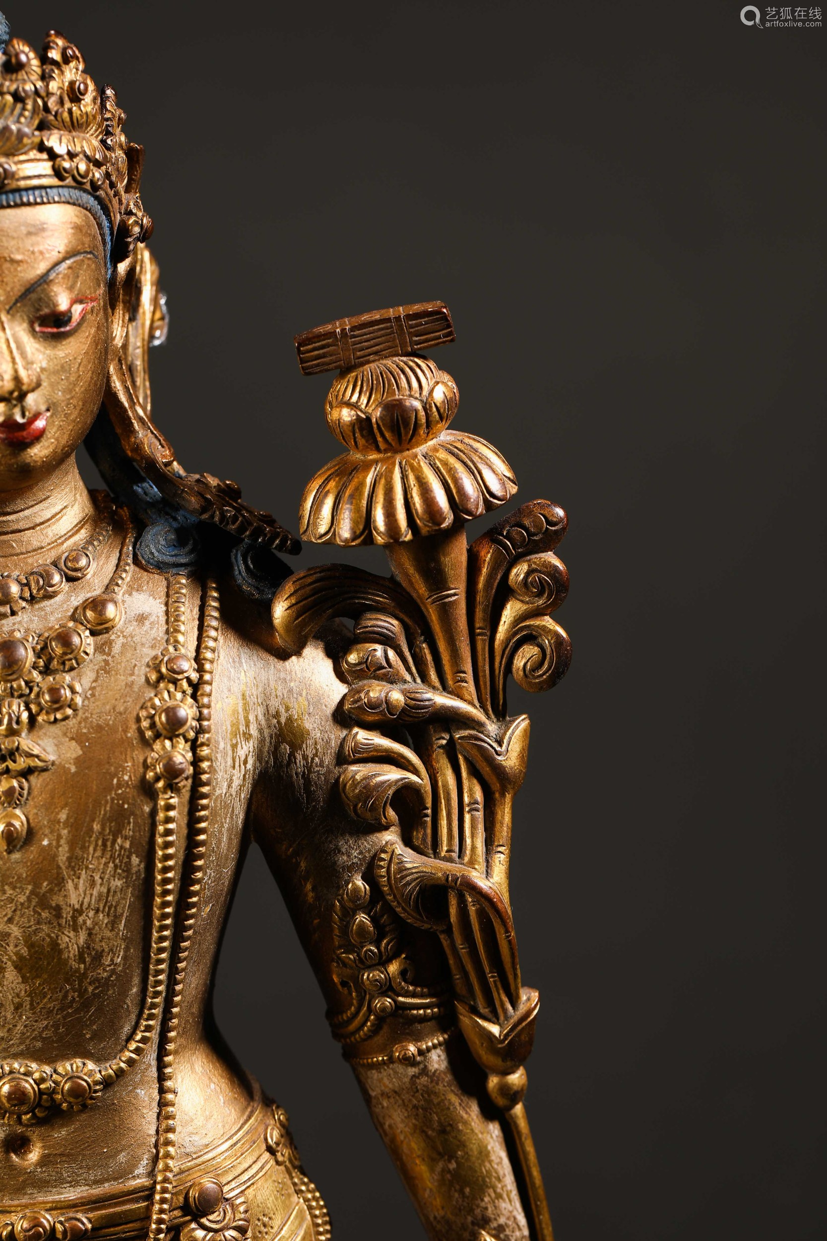 Qing Dynasty Gilt Bronze Manjusri Bodhisattva Statue