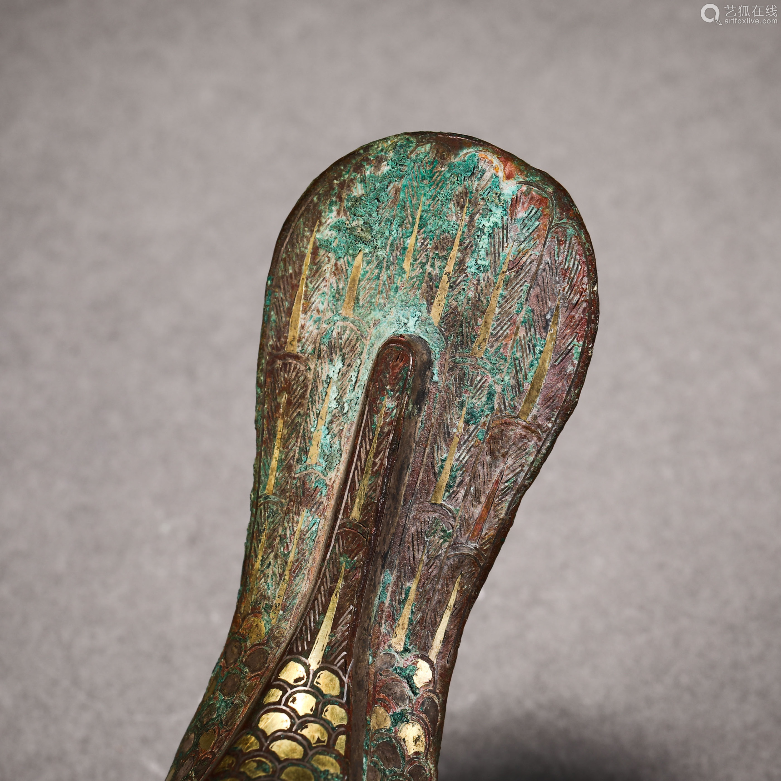 Han Dynasty Wrong Gold and Silver Bird Head Scepter head