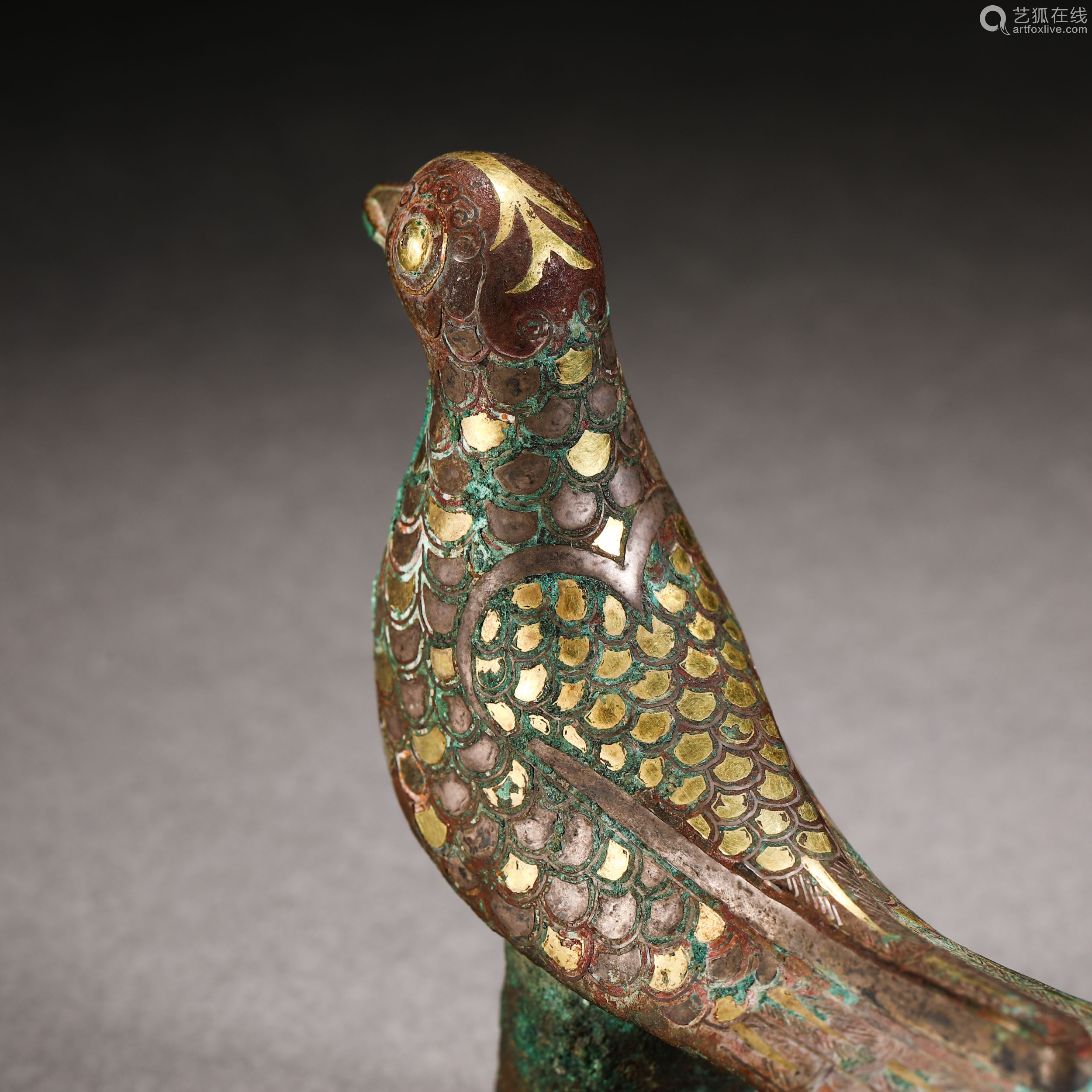 Han Dynasty Wrong Gold and Silver Bird Head Scepter head