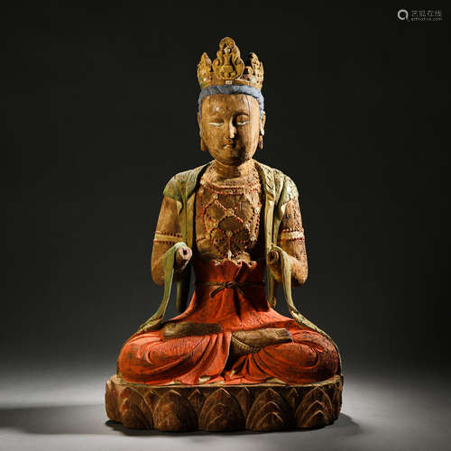 Tang Dynasty Wooden Guanyin Buddha Statue