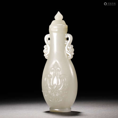 Qing Dynasty Hetian Jade Flower Jade Vase
