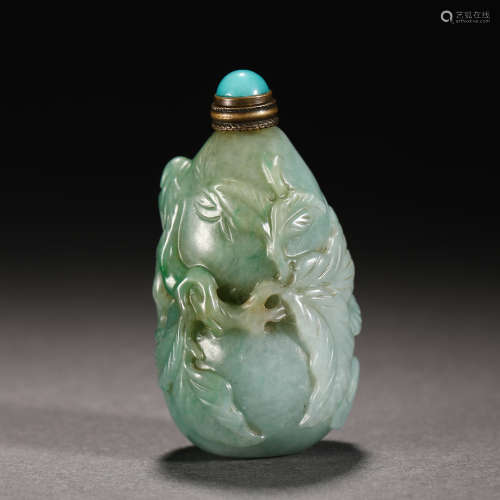 Qing Dynasty Emerald Flower Snuff Bottle