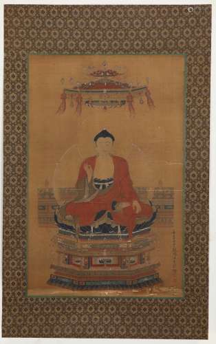 Chinese ink painting on silk,Amitabha Buddha