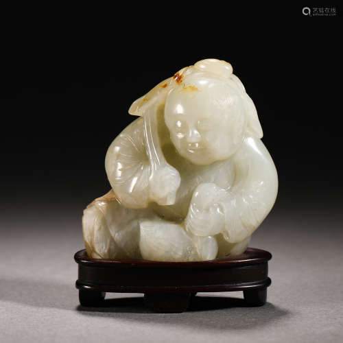 Qing Dynasty Hetian Jade Boy