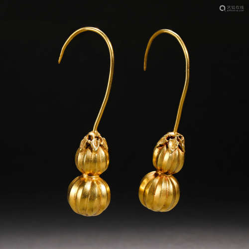 Qing Dynasty gold gourd earrings