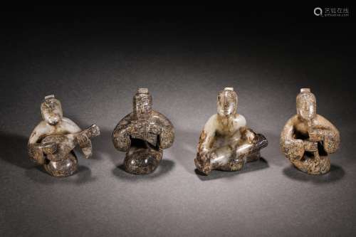 Han dynasty Hetian jade musician figurines