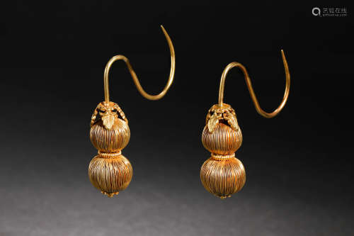 Qing Dynasty gold gourd earrings