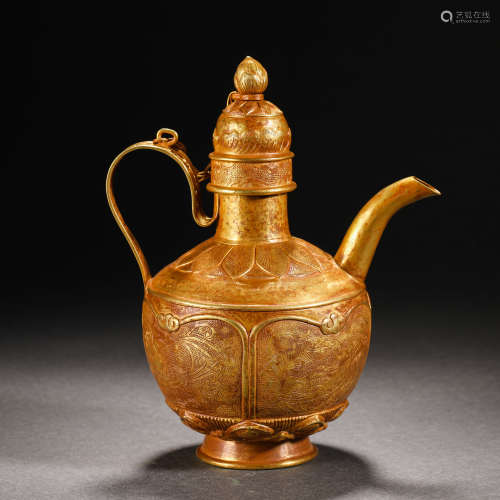 Qing Dynasty gold flower portable pot