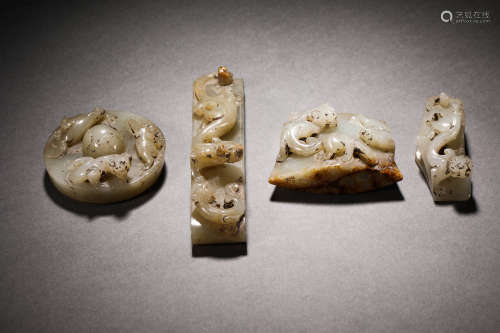 Han Dynasty Sword Ornament with Hetian Jade and Beast Patter...