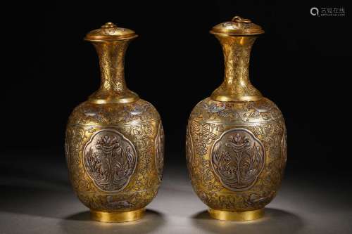 Qing Dynasty Gilt Flower Vase