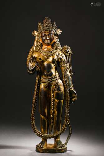 Qing Dynasty bronze statue of Guanyin Buddha