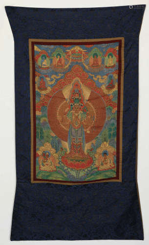 Qing Dynasty Embroidered Eleven-faced Guanyin Statue