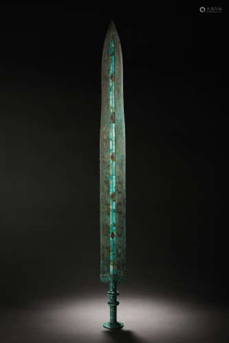 Han Dynasty Bronze Inlaid Stone Sword Ornament