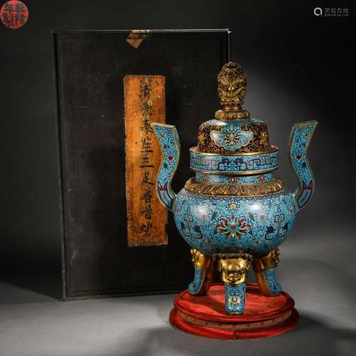 Qing Dynasty Cloisonne Flower Beast Head Aromatherapy Oven