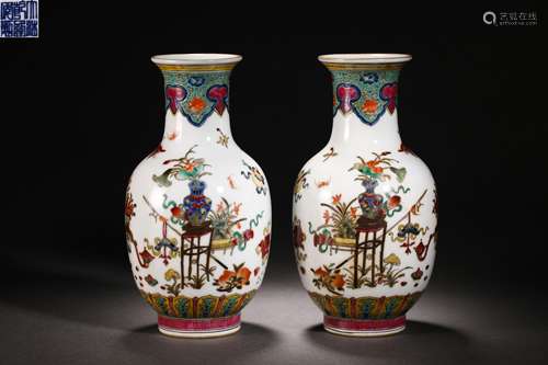 Pair of pastel floral bottles