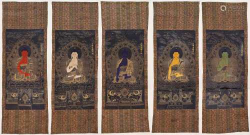Qing Dynasty Embroidered Five Buddhas