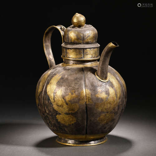Song dynasty gilt silver phoenix pot with big mouth