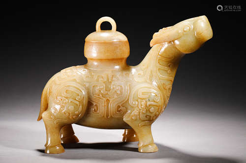 Han Dynasty Hetian Jade beast first bottle