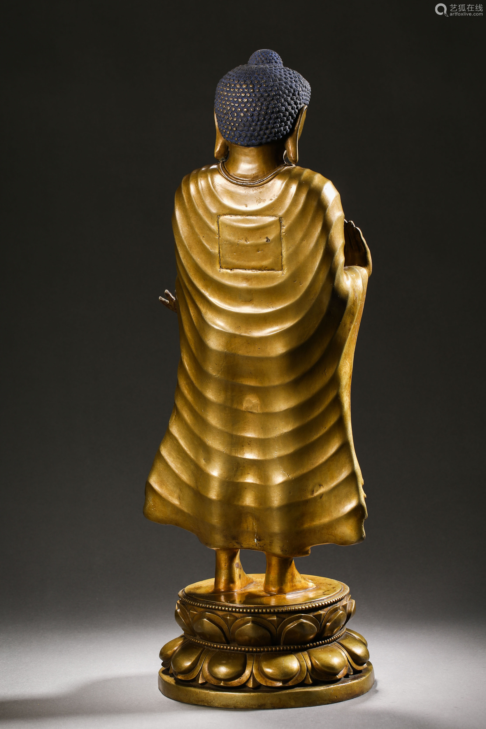 Qing Dynasty Gilt Bronze Standing Buddha Shakyamuni