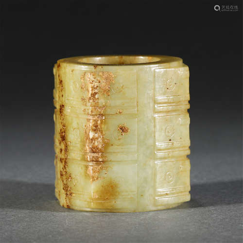 A JADE CONG STYLE VASE