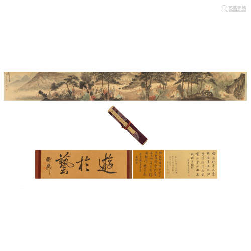 A CHINESE PAINTING FIGURE STORY AND CALLIGRAPHY SIGNED FUBAO...