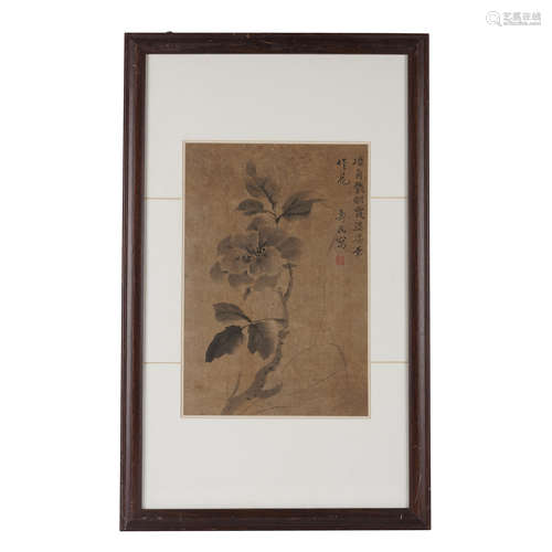 A CHINESE PAINTING FLOWERS SIGNED HUIMIN