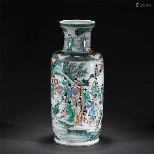 A WUCAI GLAZE PORCELAIN VASE,KANGXI