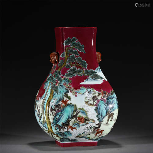 A FAMILLE ROSE PORCELAIN ZUN VASE,QIANLONG