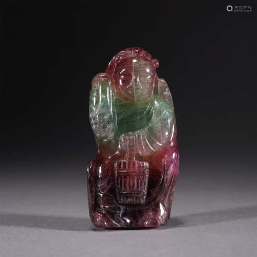 A TOURMALINE FIGURE ORNAMENTS,QING