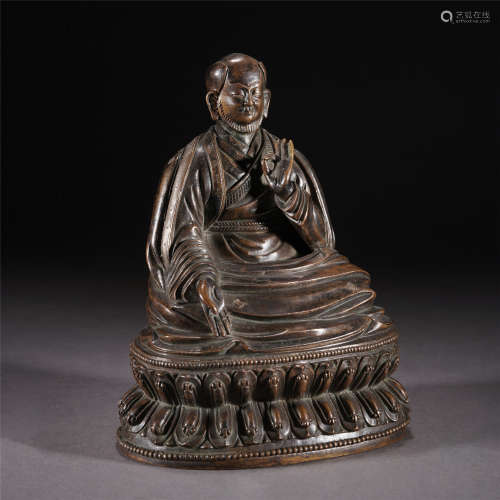 A COPPER ALLOY FIGURE OF BUDDHA STATUE,QING