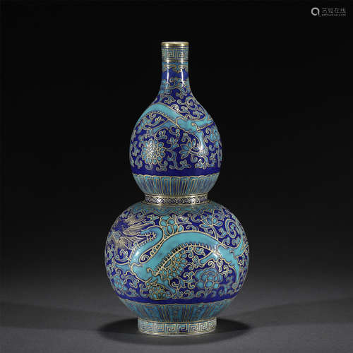 A BLUE GLAZE DRAGON PORCELAIN VASE,GUANGXU