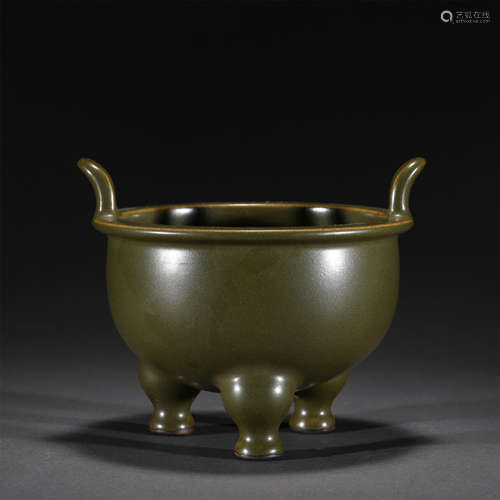 A TEA-DUST GLAZE PORCELAIN CENSER,QIANLONG