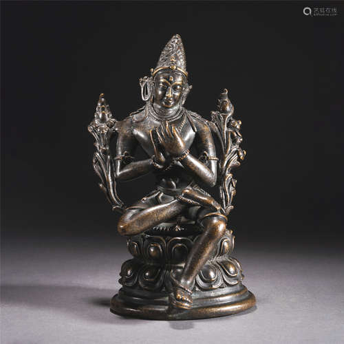 NEPAL STYLE COPPER ALLOY FIGURE OF BUDDHA STATUE