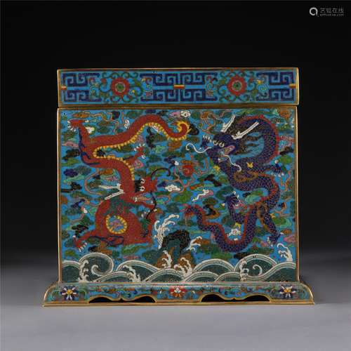 A CLOISONNE CLOUD DRAGON PATTERN SEAL BOX,QING