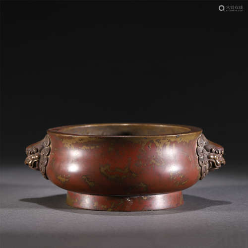 A BRONZE ROUND CENSER