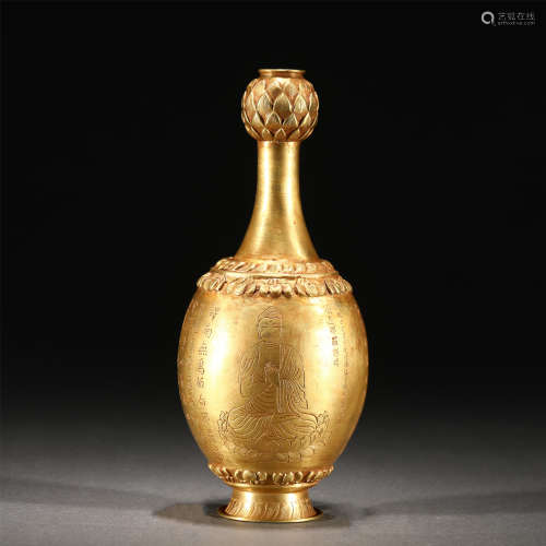 A GOLD BUDDHIST VASE,TANG
